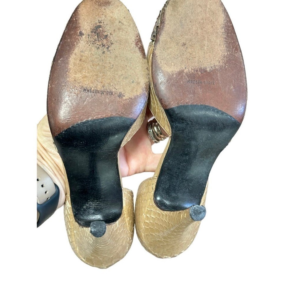 VTG Stuart Weitzman/Martinique Bloomingdales Brawn/Tan SnakeSkin peep pump 7.5B - Picture 6 of 6